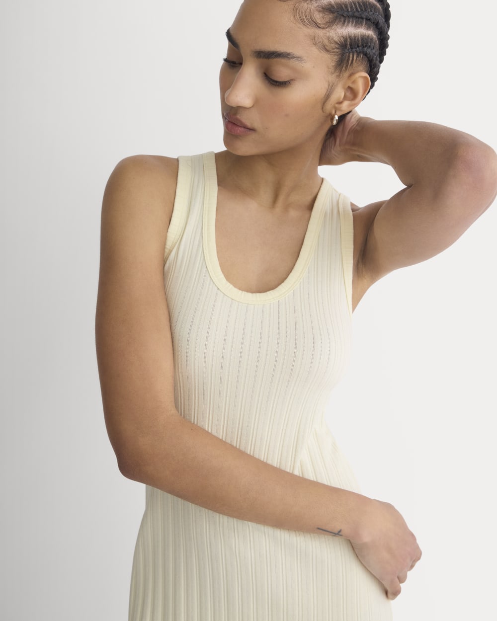 Scoop-Neck Midi Dress in Pointelle Knit | Lemon Icing Everlane Scoop-Neck Midi Dress in Pointelle Knit | Lemon Icing Everlane