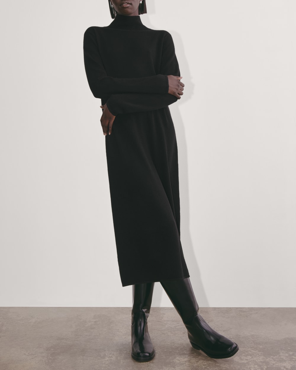 The Turtleneck Sweater Dress in Cashmere | Black Everlane The Turtleneck Sweater Dress in Cashmere | Black Everlane