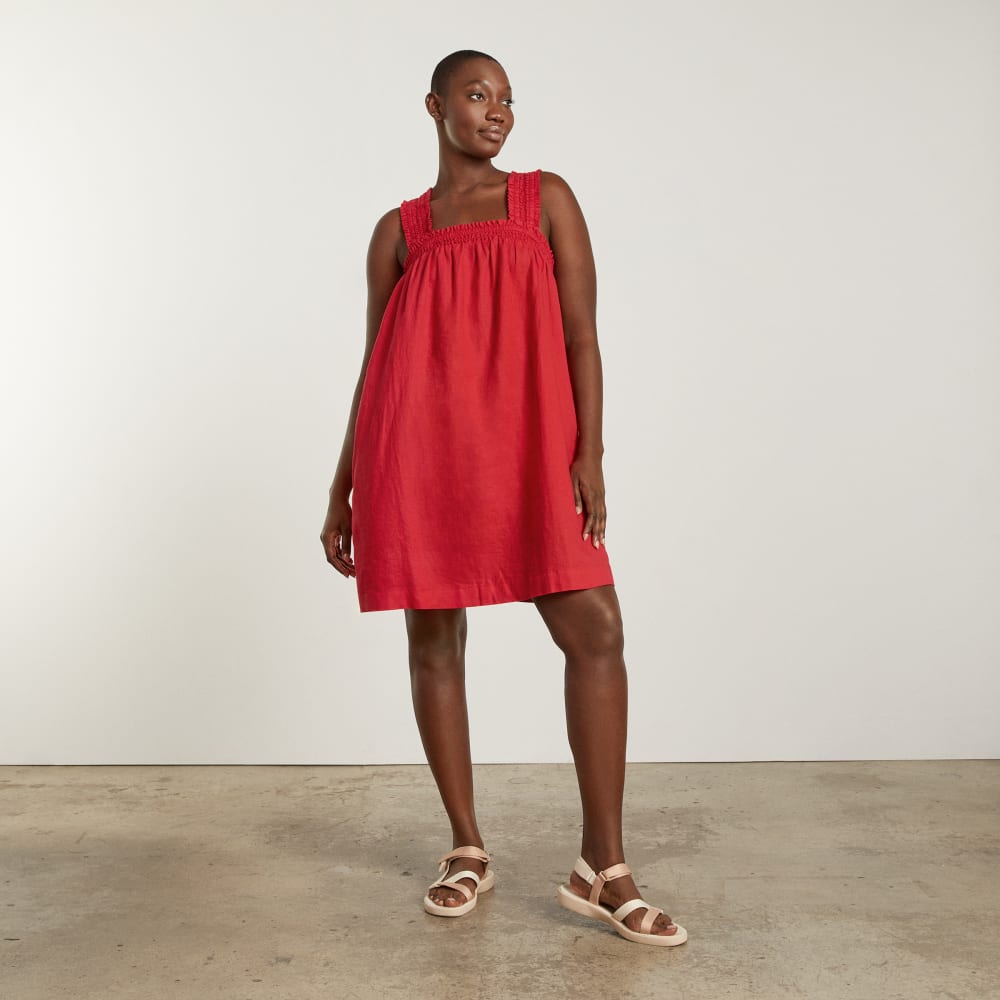 everlane smocked linen dress The Gauze Smock Dress