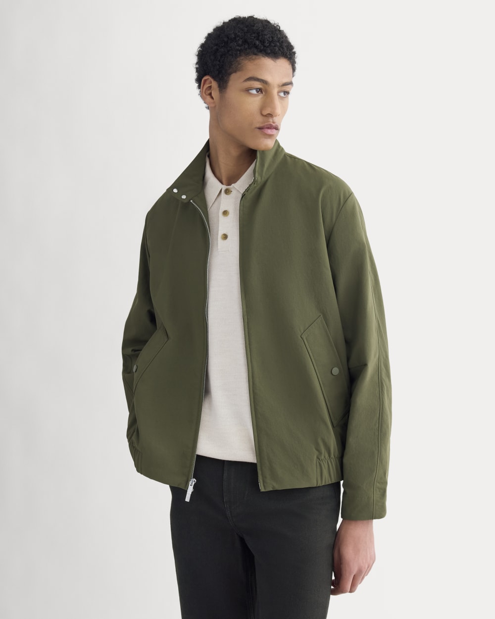 mens-recycled-nylon-harrington-jacket-olive-night | primary