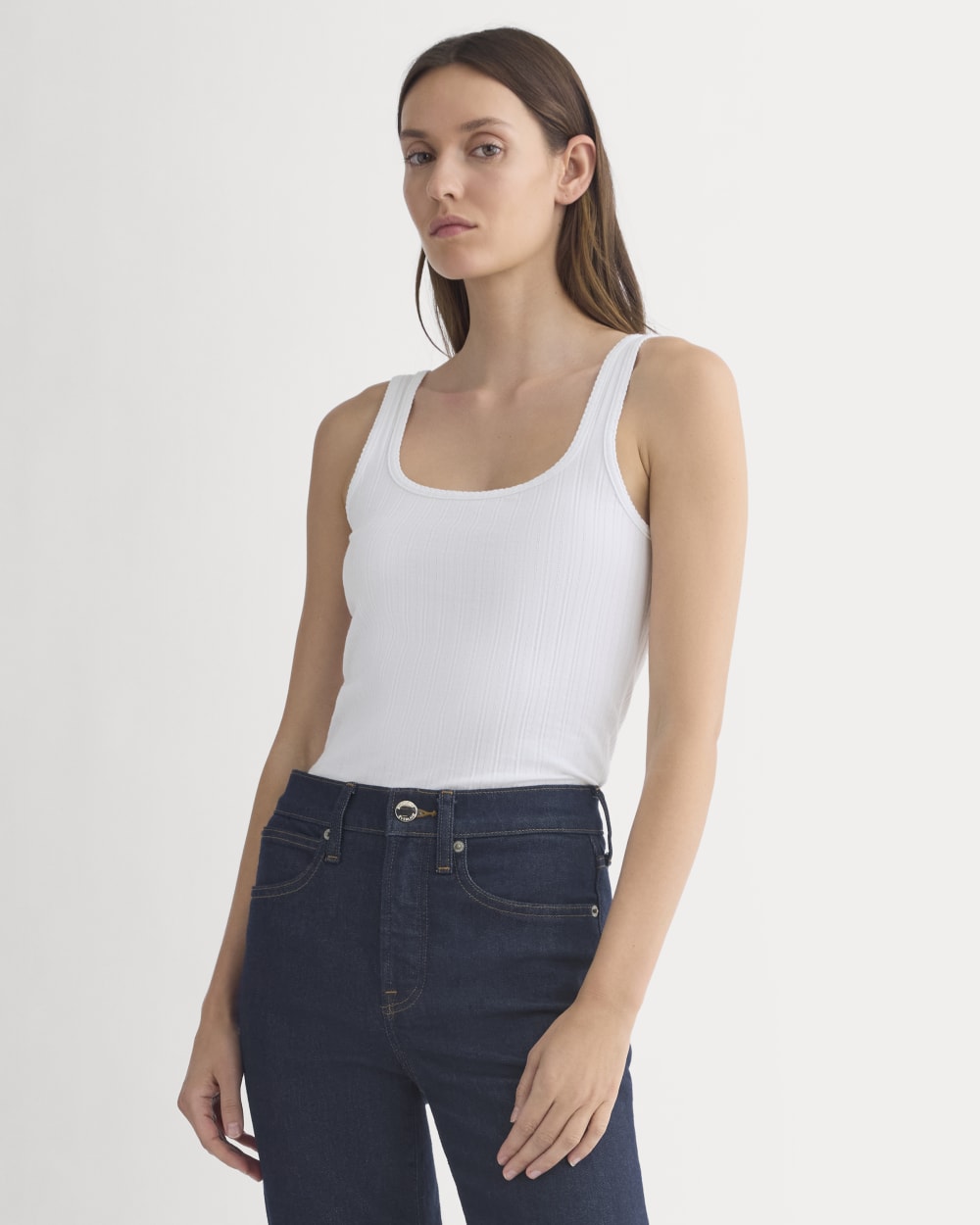 Scoop-Neck Tank in Pointelle