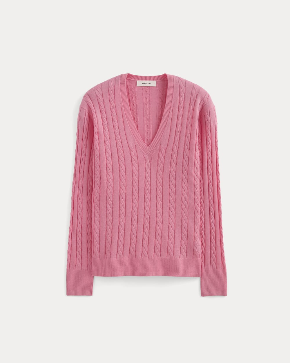 The Cable V-Neck in Cotton Cashmere | Black