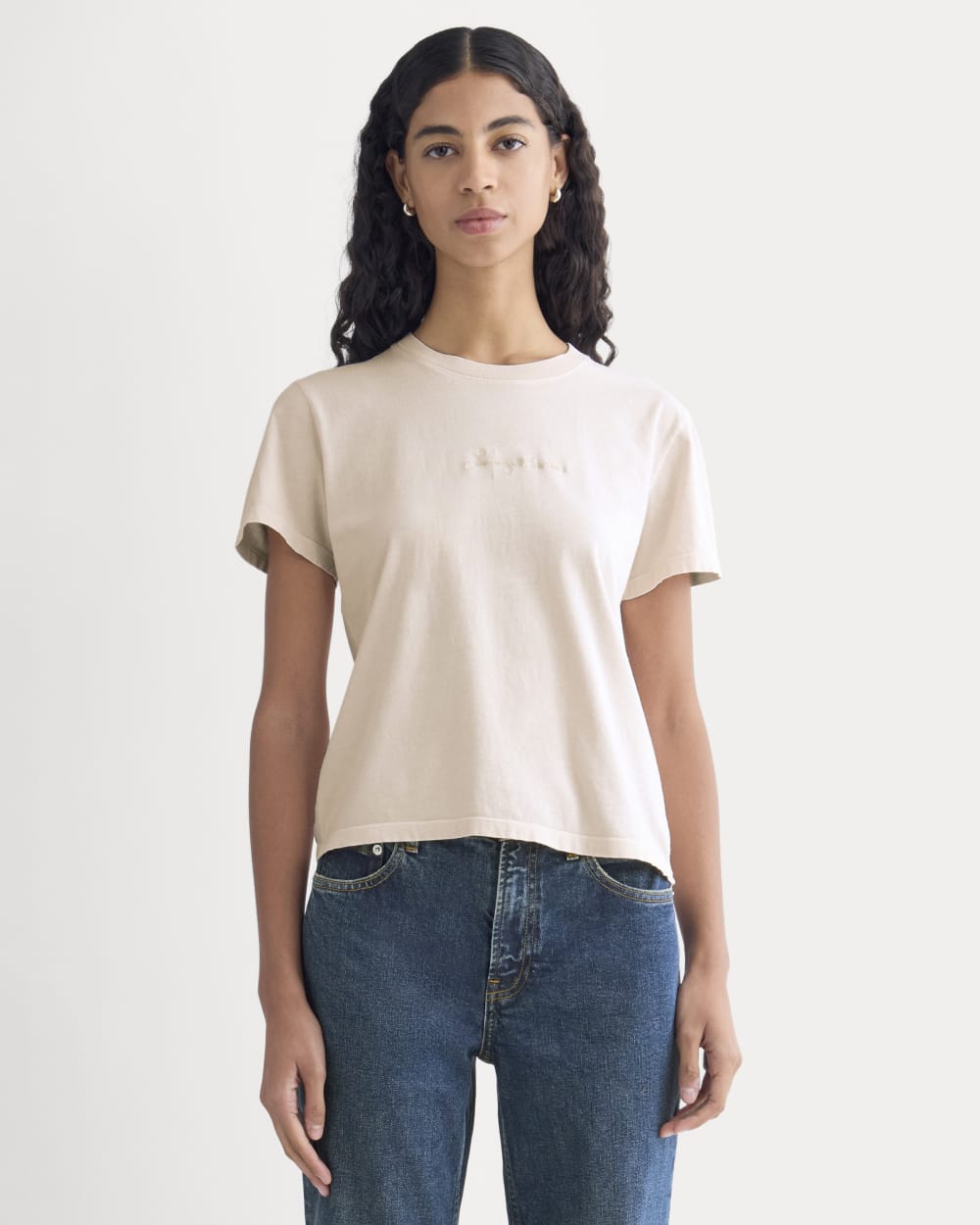 everlane-x-laufey-foundation-box-cut-tee-pale-peony | primary