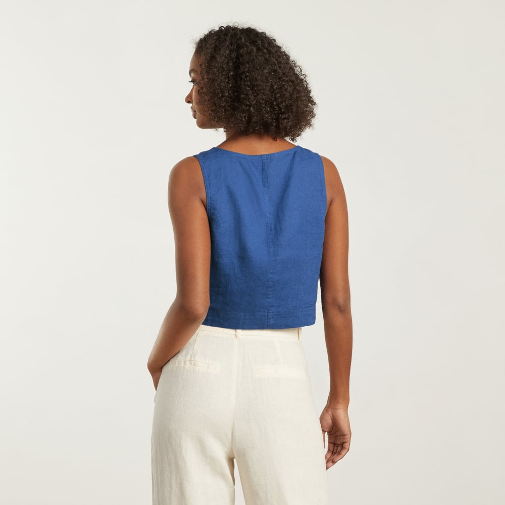 womens-linen-button-crop-tank-deep-blue
