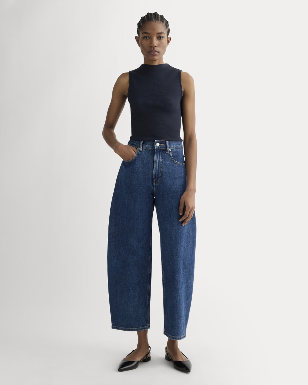 anuke Layered Rib Tops ネイビー The Luxe Rib Funnel-Neck Tank | Navy – Everlane