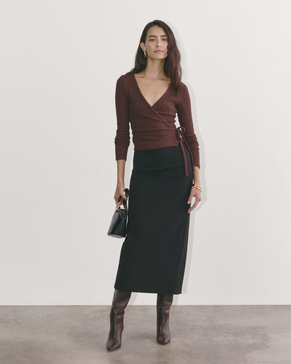 The Cozy Rib Wrap Top | Dark Mahogany – Everlane