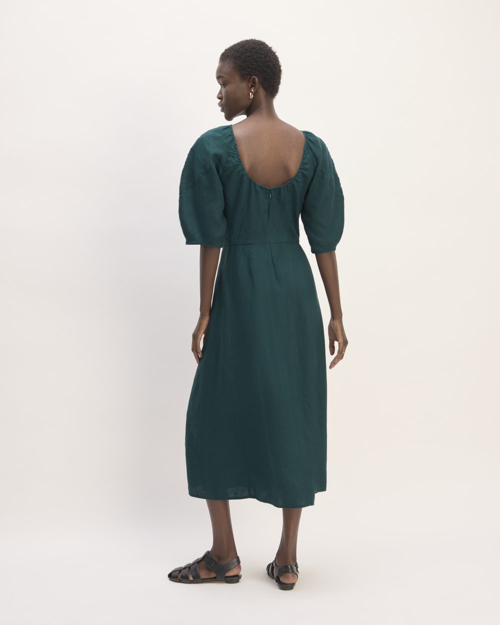 The Linen Short-Sleeve Scoop Midi Dress | Dark Sea Everlane The Linen Short-Sleeve Scoop Midi Dress | Dark Sea Everlane