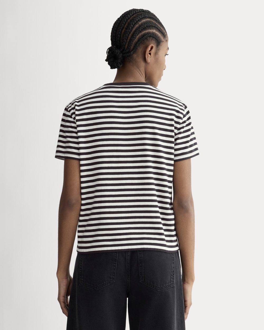 The Box-Cut Tee in Essential Cotton | Bone / Black | No Pocket