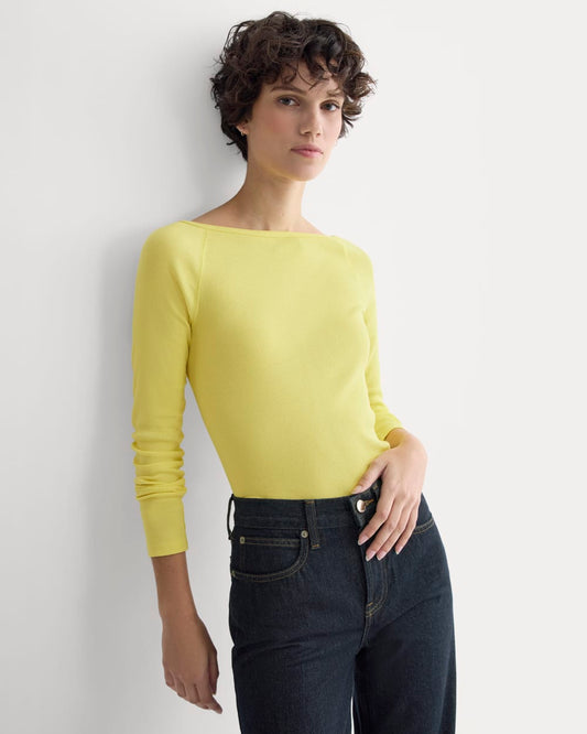 womens-luxe-rib-boatneck-top-celandine | primary