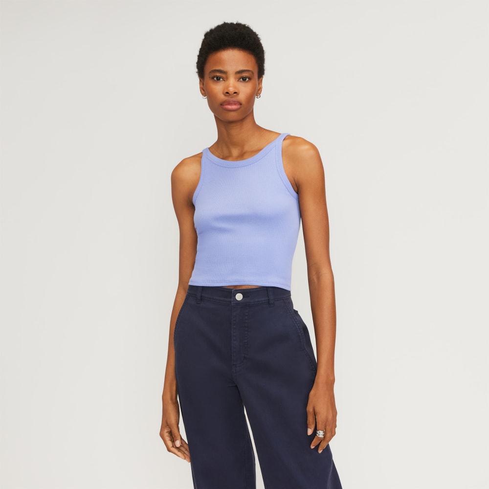 womens-cropped-supima-rib-tank-cornflower-blue | primary