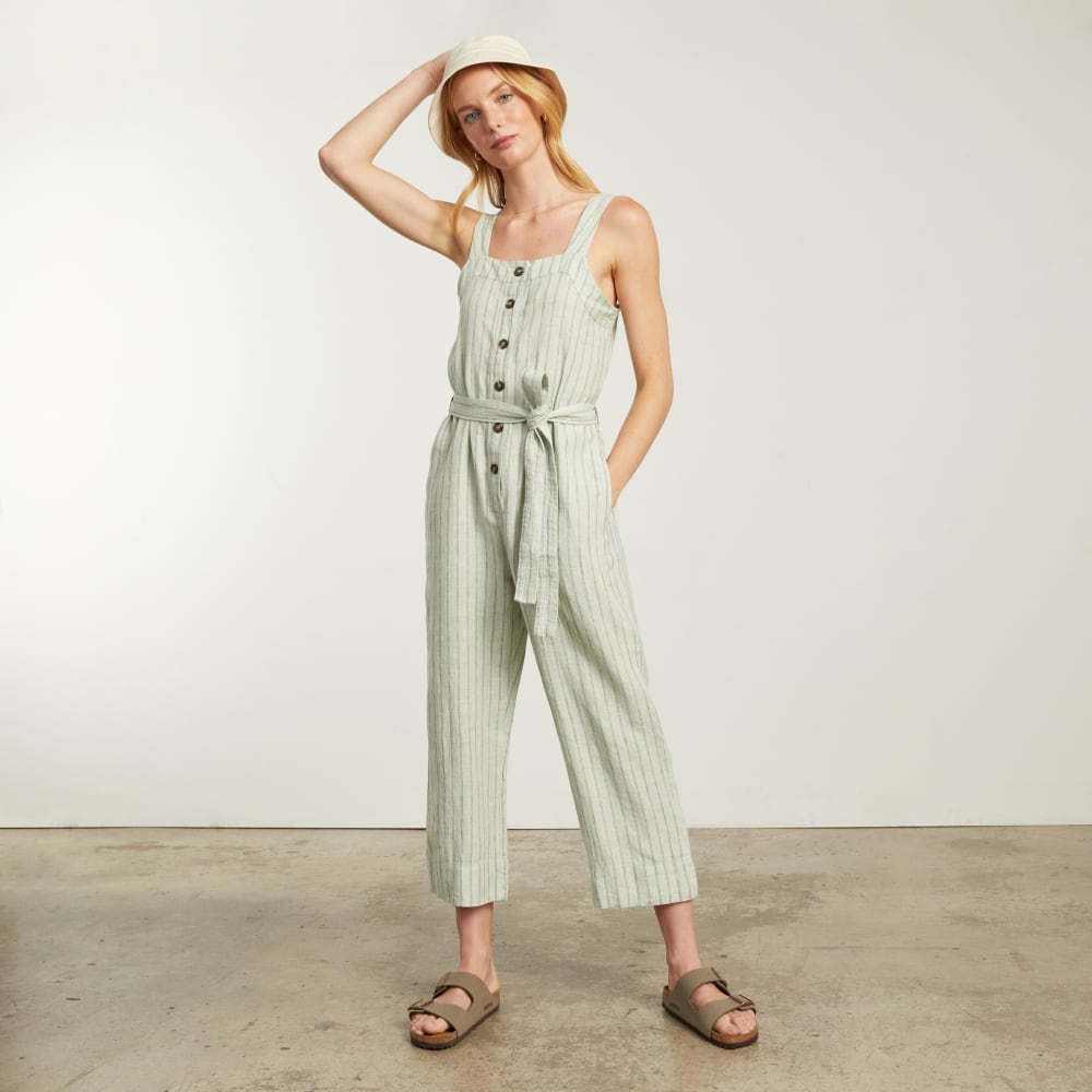 The Linen Jumpsuit | Seafoam Pinstripe – Everlane