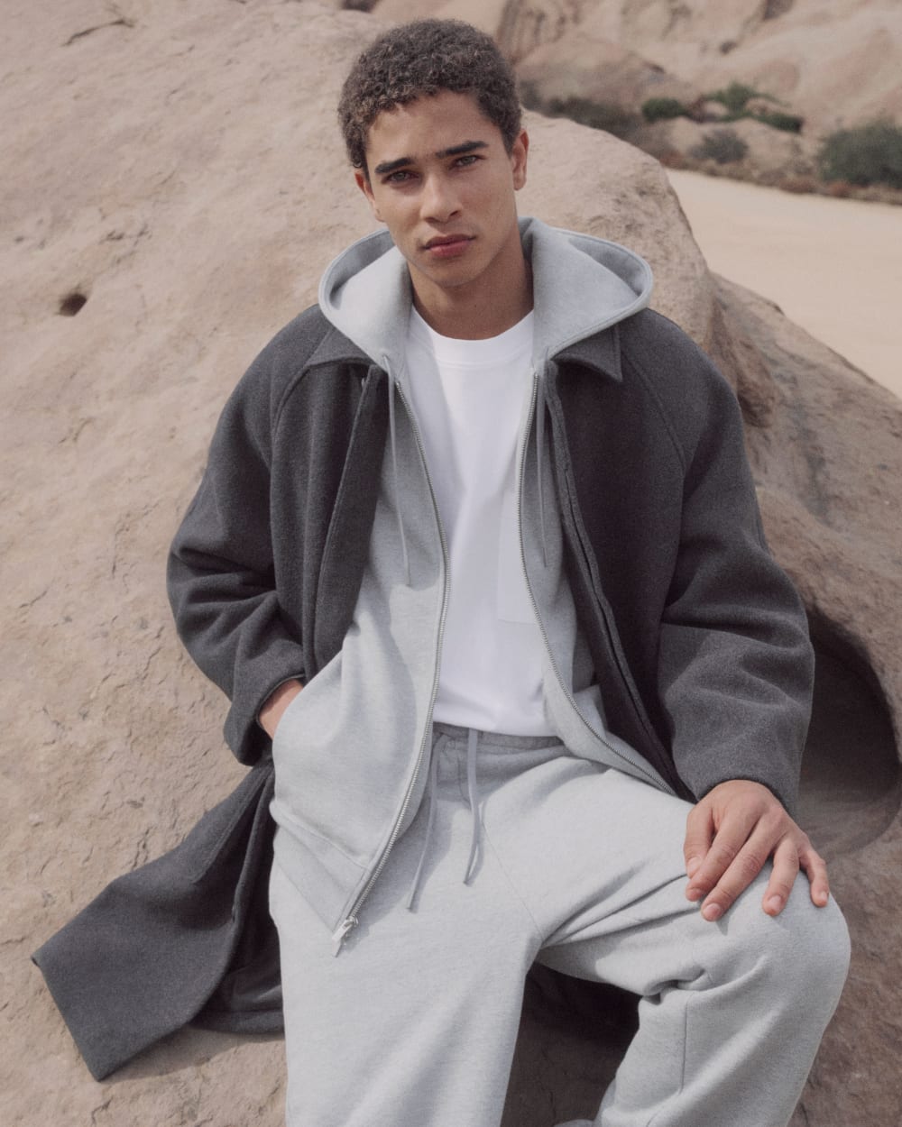 Luxe Fleece Full-Zip Hoodie | Vintage Heather Grey – Everlane