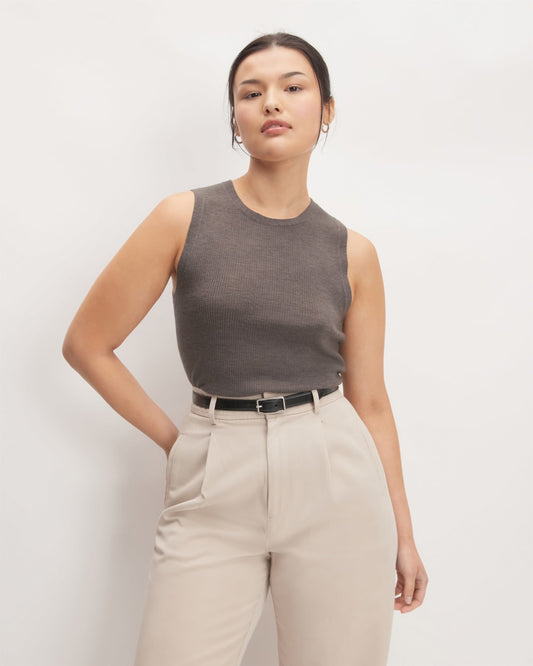 womens-ultrafine-merino-ribbed-shell-tank-heather-cocoa | primary