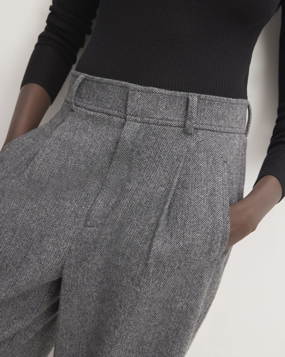 The ReWool® Way-High Drape Pant | Grey Herringbone – Everlane