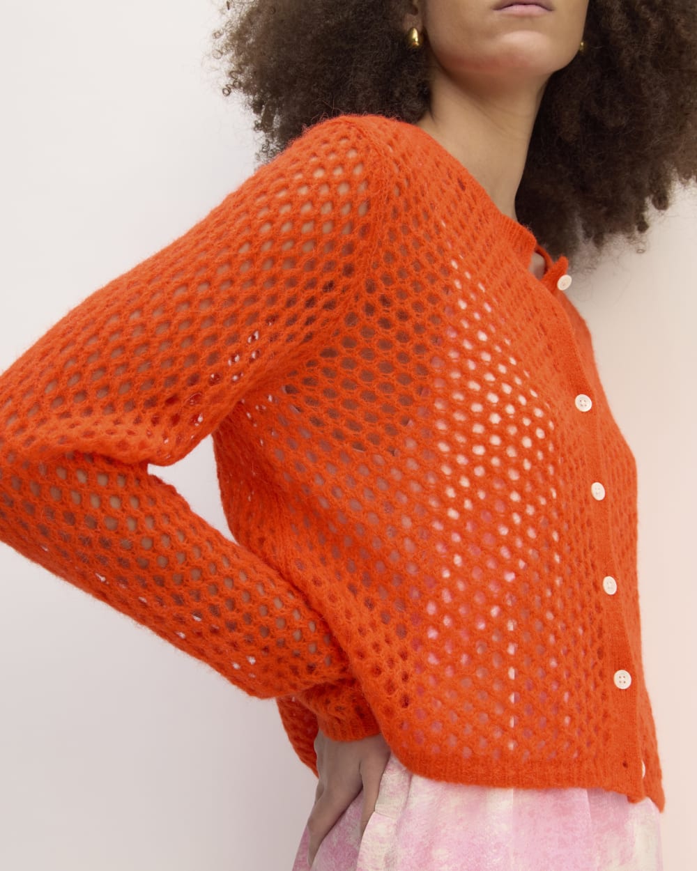 The Everlane x Marques' Almeida Alpaca Mesh Cardigan | Red