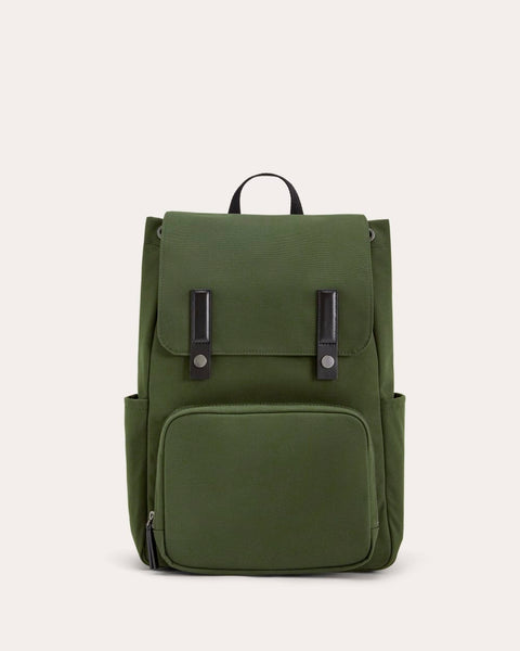 Everlane Canvas Backpack In Dark Forest, Cotton/Leather