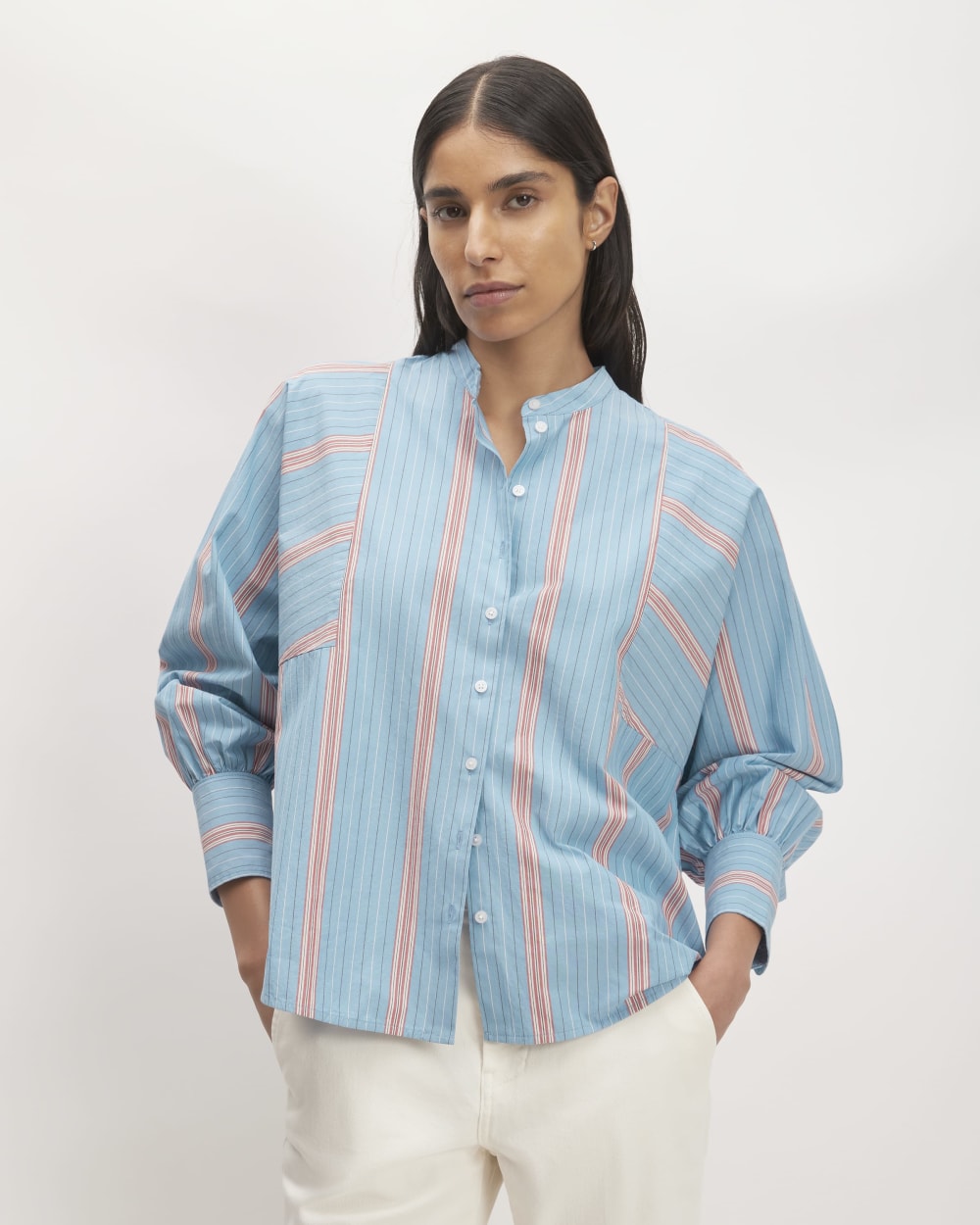 womens-oversized-raglan-shirt-blue-black-red | primary