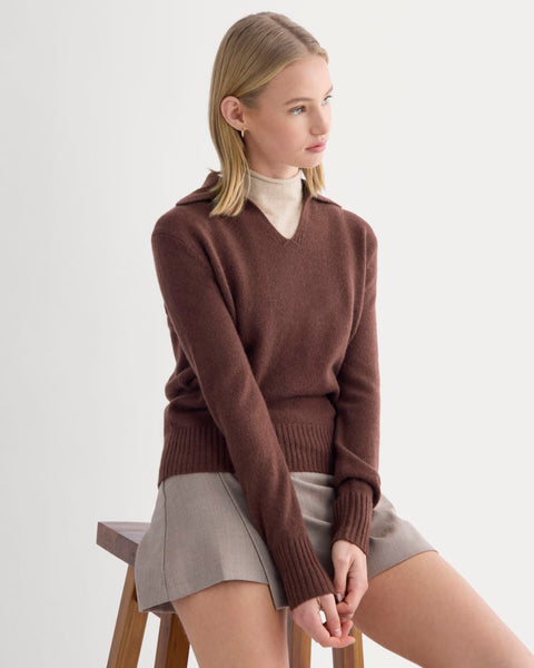 Cashmere Polo Sweater | Dark Mahogany – Everlane