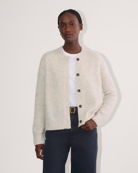 トップス YOKE ALPACA WOOL RIB CREW NECK CARDIGAN Toast + Alpaca Yoke Sweater