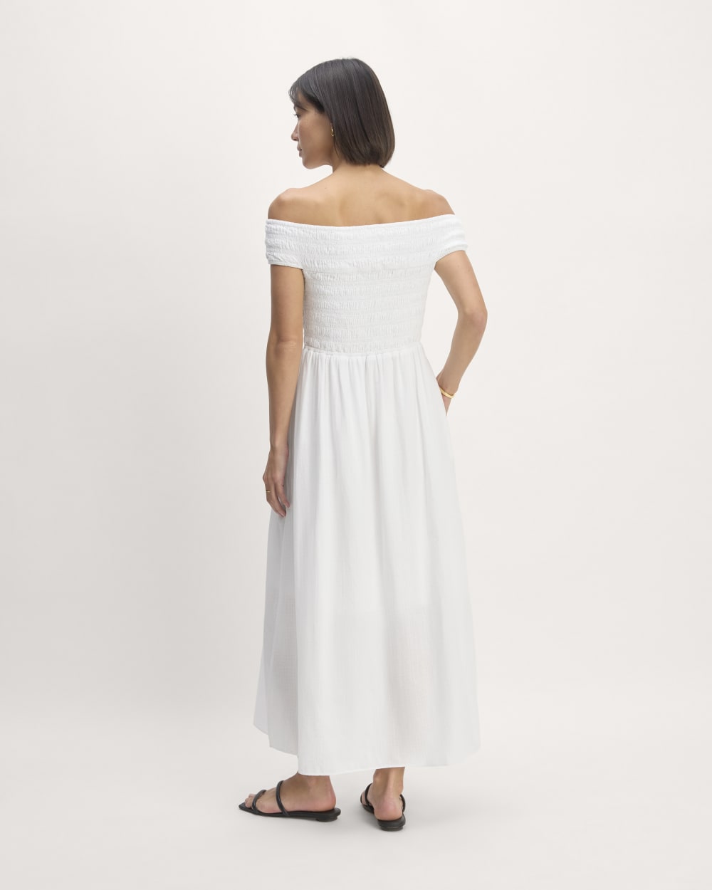 white gauze dresses The Gauze Off-the-Shoulder Dress