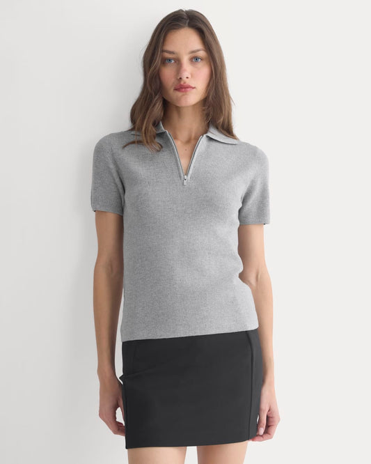 womens-knit-quarter-zip-polo-light-heathered-grey | primary