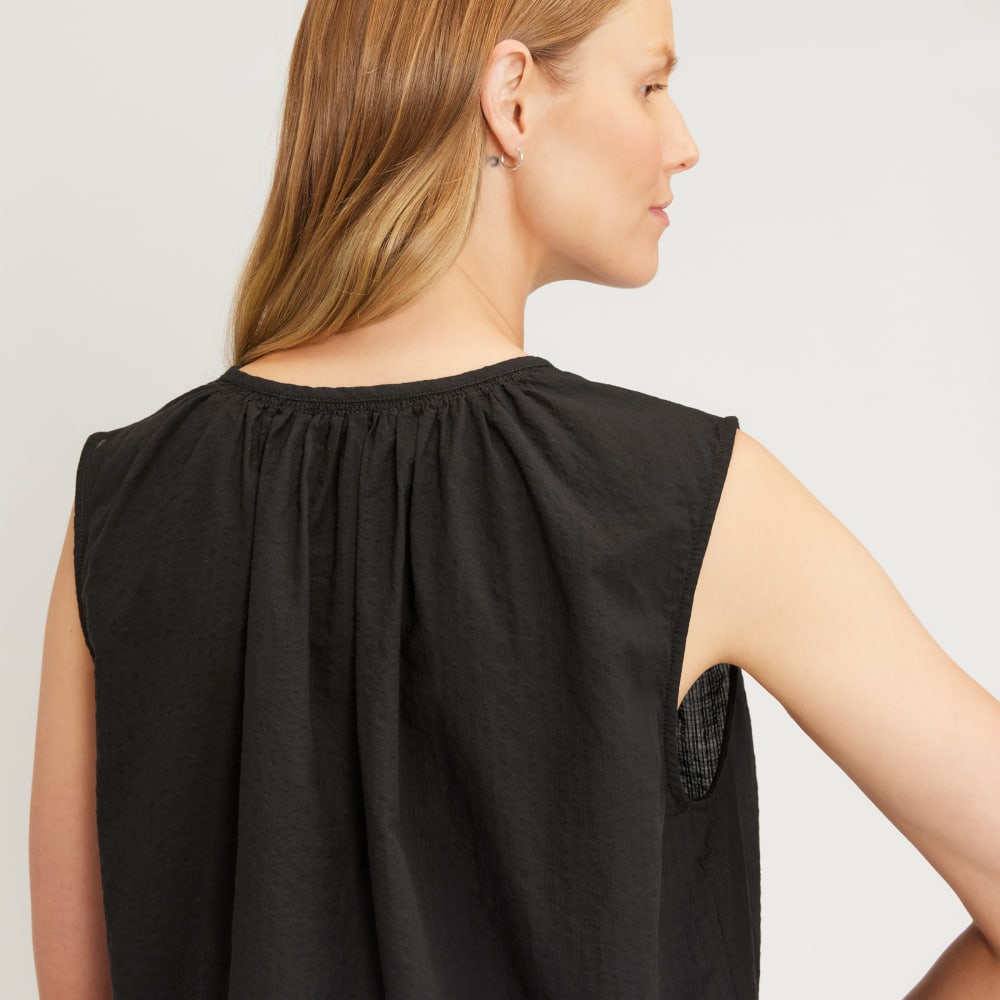 womens-gathered-tie-front-top-black