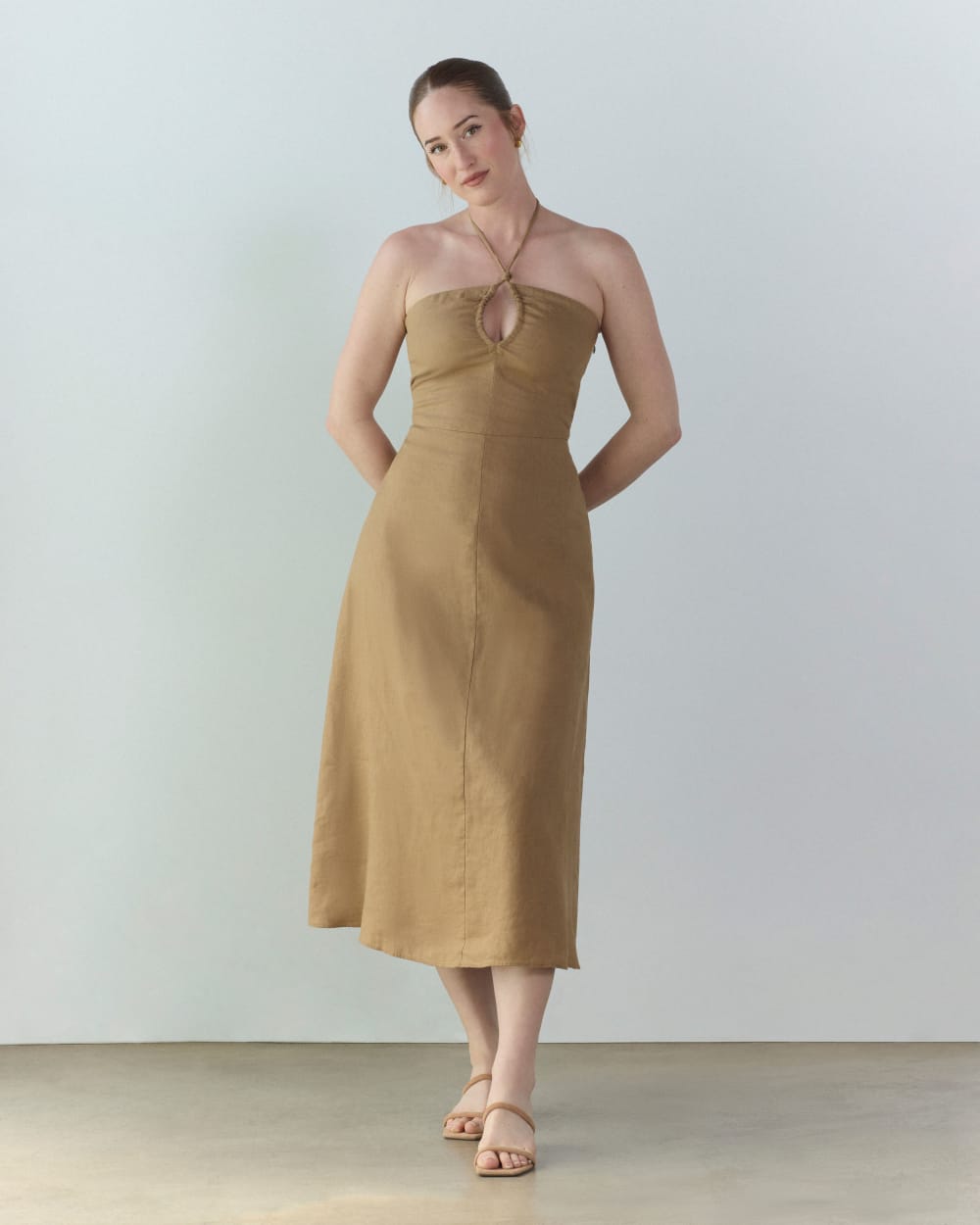 womens-linen-halter-neck-dress-tigers-eye