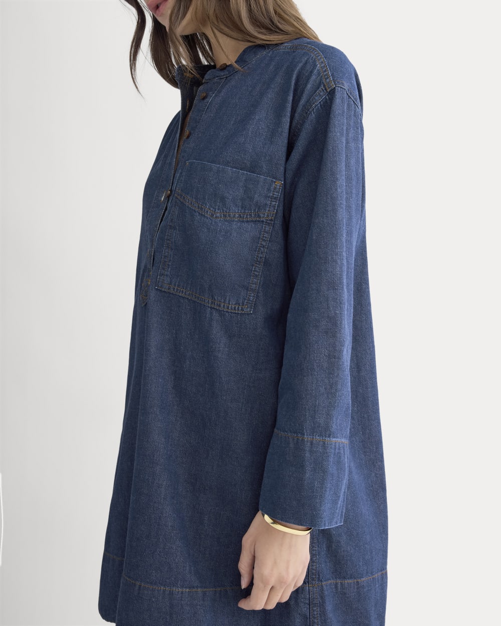 Everlane Denim Popover Dress in Dark Indigo, Size XS, Cotton Everlane Denim Popover Dress in Dark Indigo, Size XS, Cotton