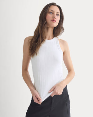Racerback Tank in Pointelle | White
