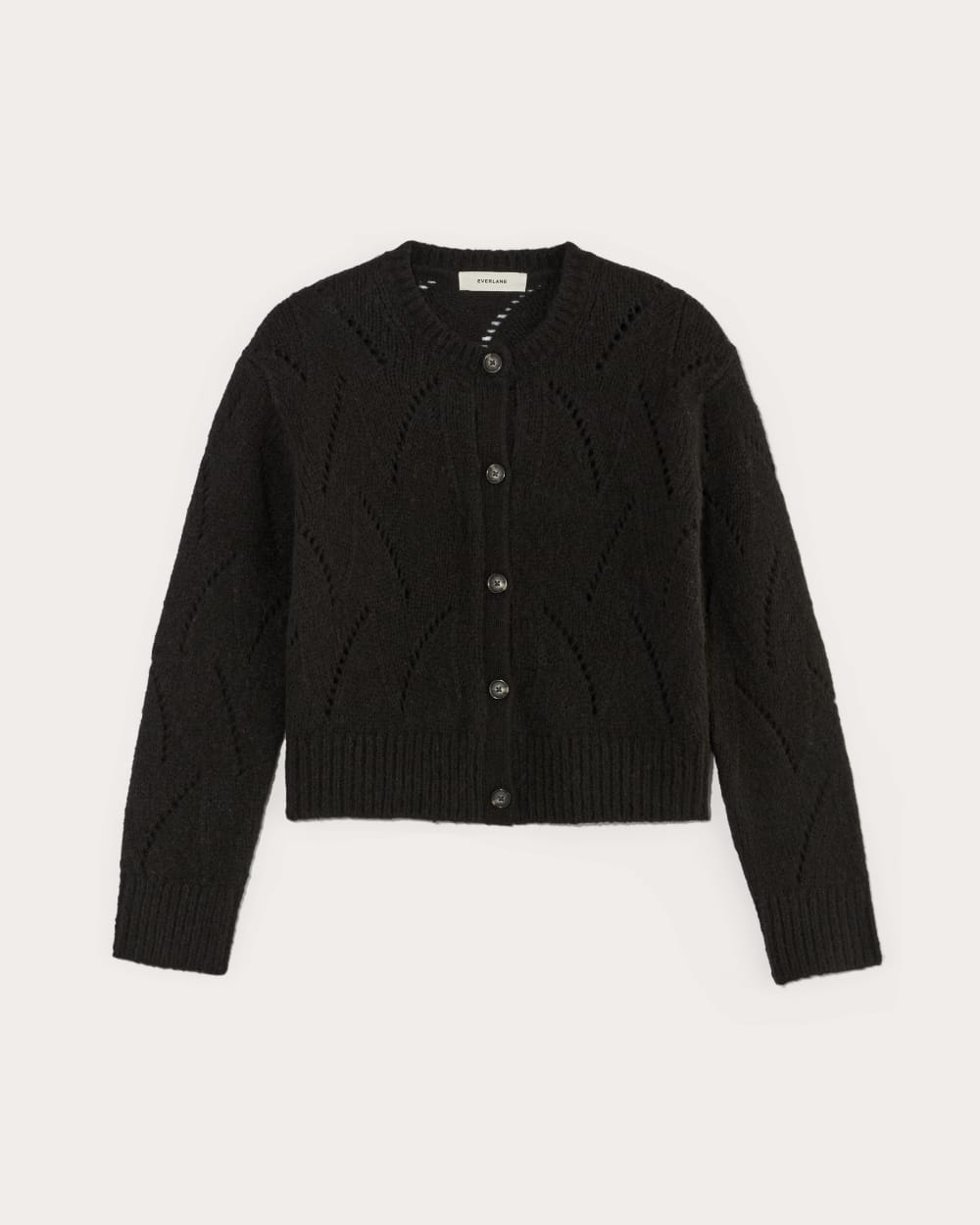 The Pointelle Cardigan in Cloud | Black – Everlane