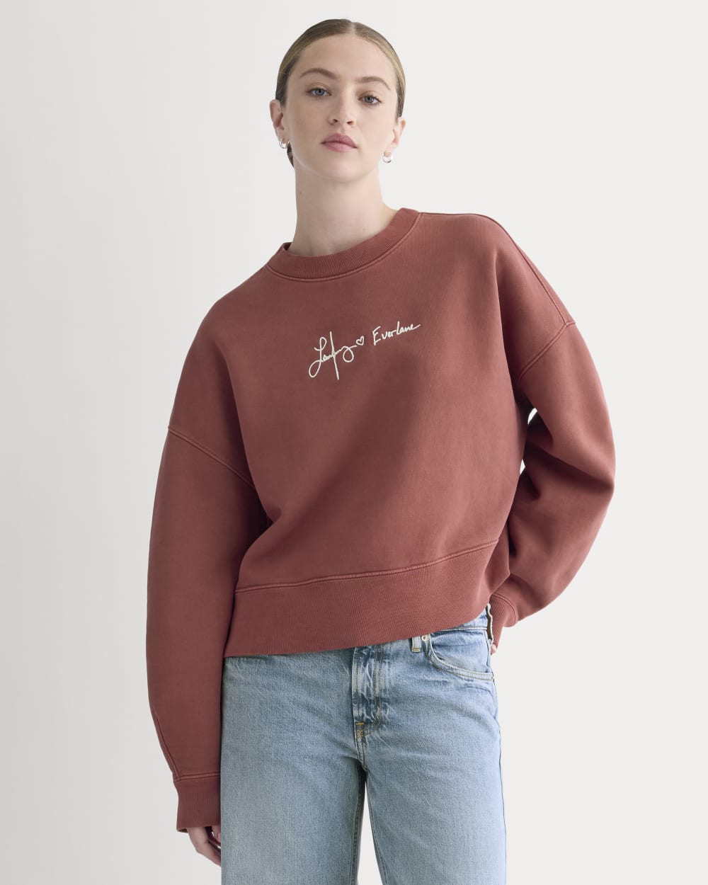 everlane-x-laufey-foundation-sweatshirt-dusty-red | primary