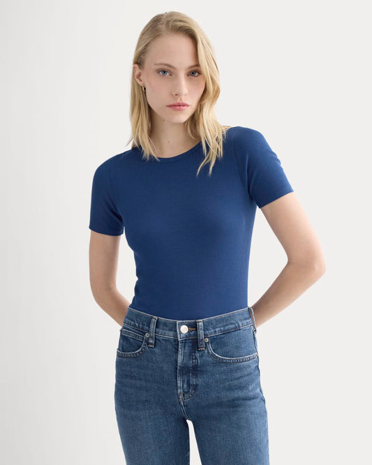 womens-supima-micro-rib-ss-crew-estate-blue | primary