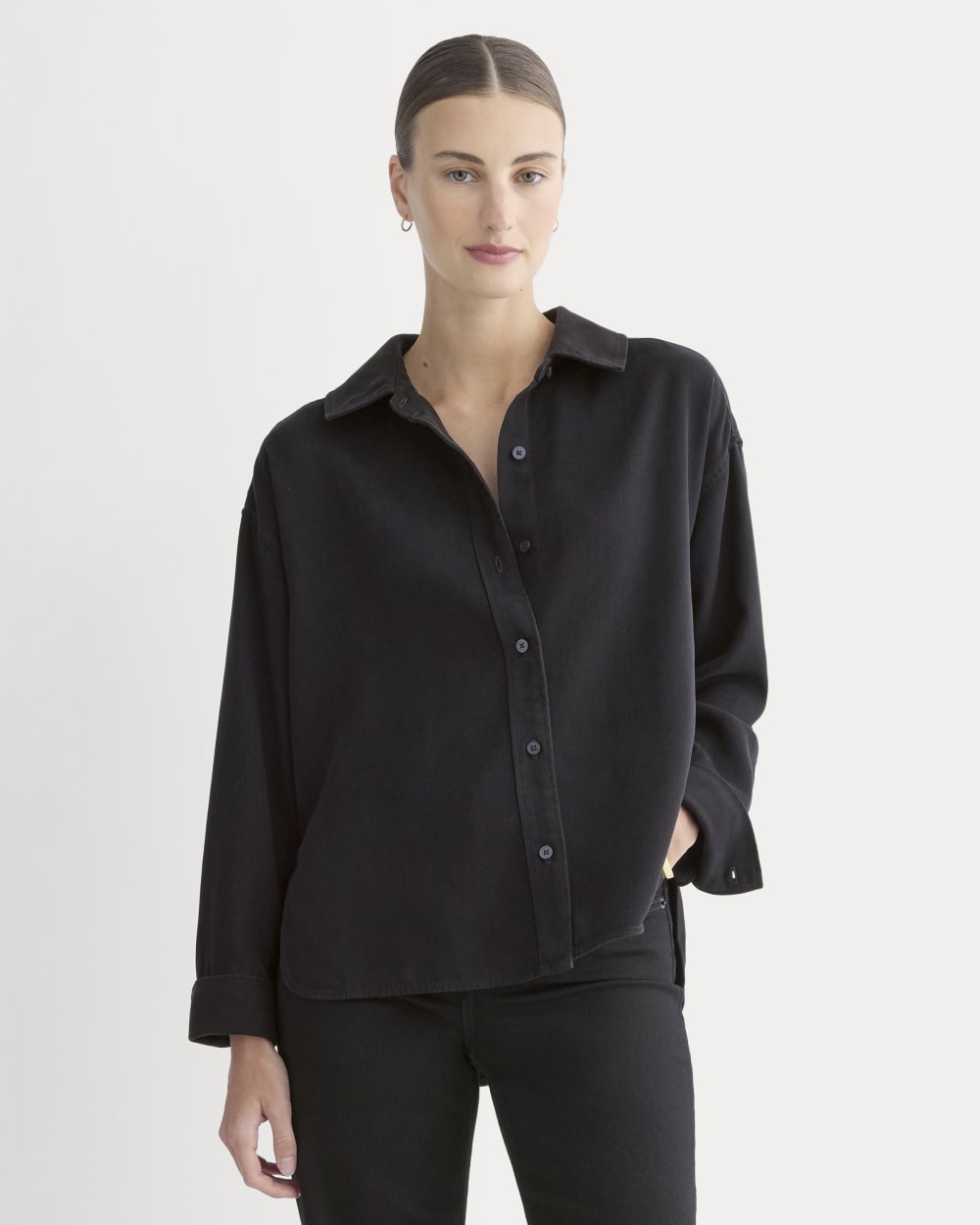 Boxy Shirt in Buttersoft | Black Everlane Boxy Shirt in Buttersoft | Black Everlane