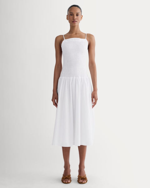 Everlane Gauze Open-Back Dress In White, Size Large, Cotton Everlane Gauze Open-Back Dress In White, Size Large, Cotton