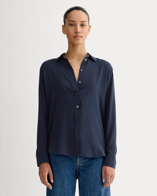 womens-clean-silk-relaxed-shirt-navy | primary