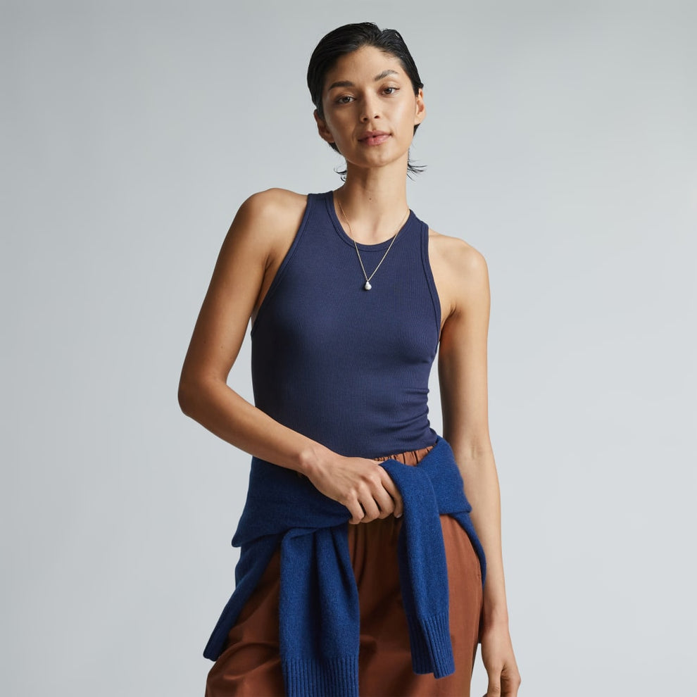 The Luxe Rib Racerback Tank | Navy – Everlane