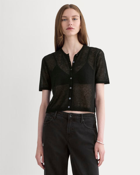 The Air Alpaca™ Short-Sleeve Cardigan | Black – Everlane
