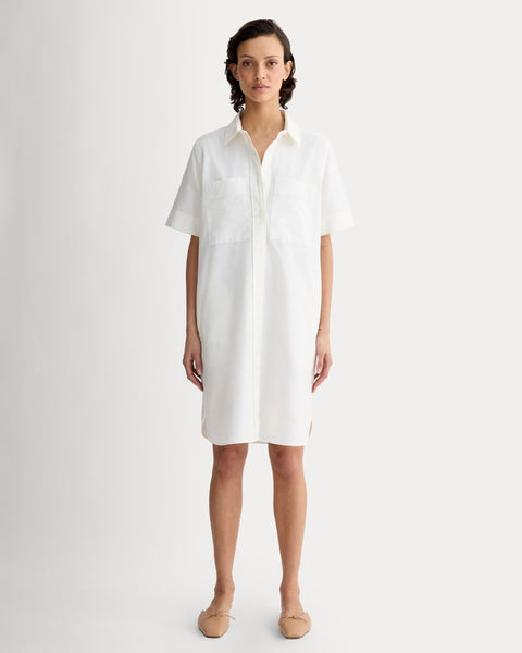 white short shirt dress Women's White Short Sleeve Belted Shirt Dress FineLook