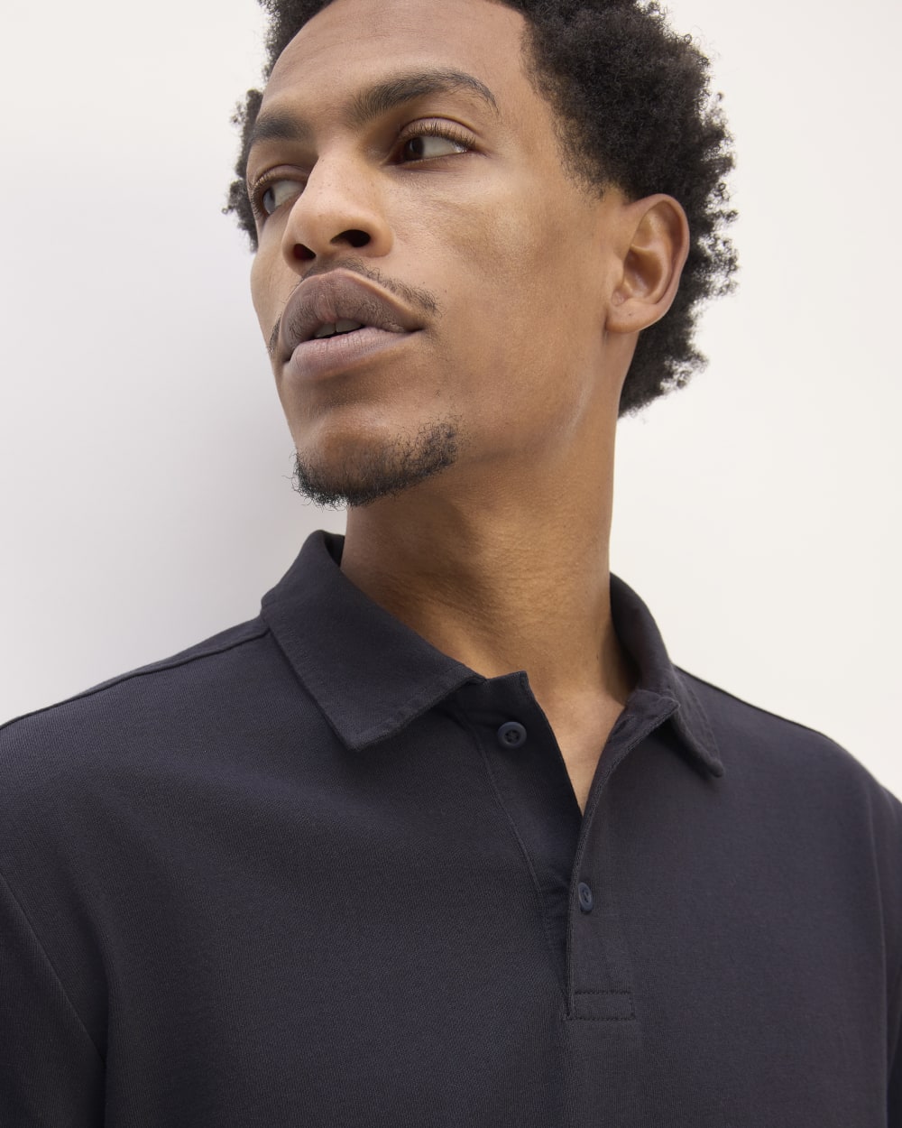 The Premium Weight Long-Sleeve Polo | Deep Navy – Everlane