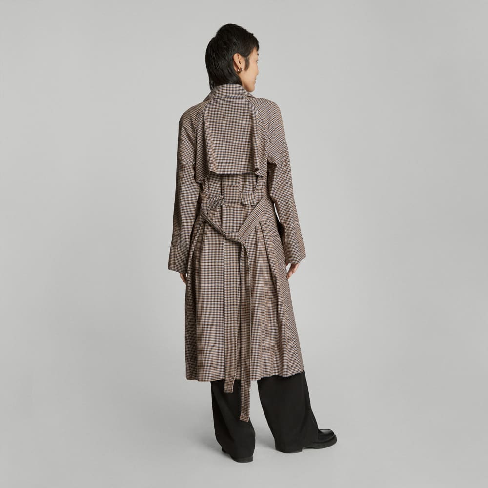 The Gathered Drape Trench | Blue / Brown Houndstooth – Everlane