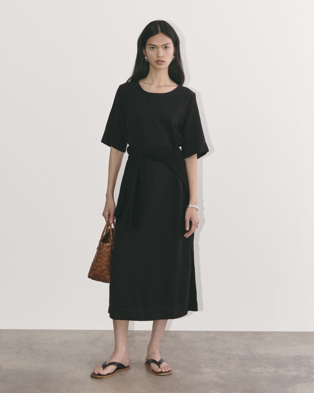 womens-tencel-muscle-tee-dress-black | primary