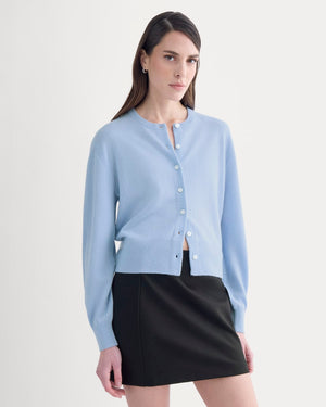 Cashmere Cropped Cardigan | Open Air Blue