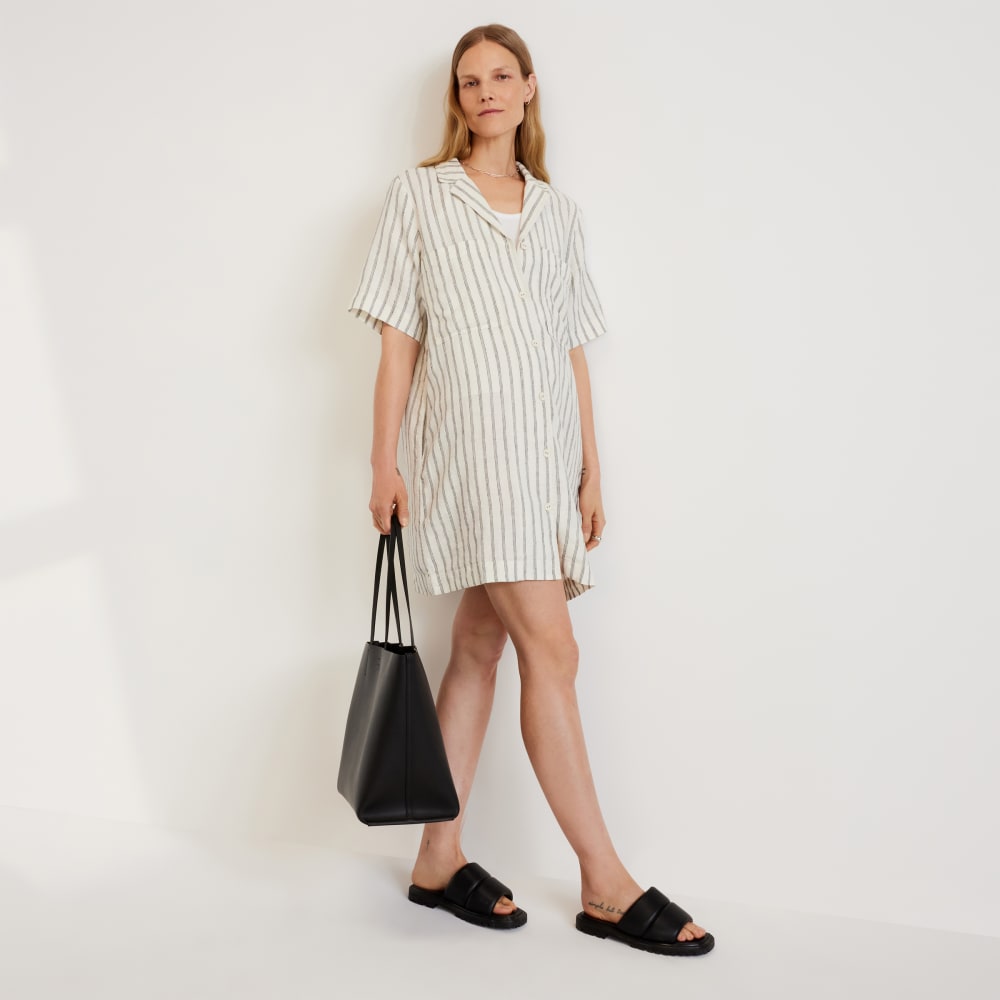 womens-linen-workwear-dress-black-canvas-tan | primary