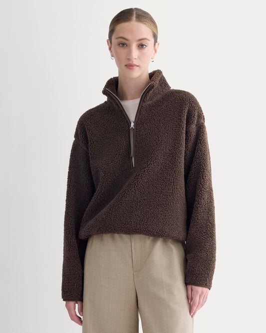 womens-reversible-teddy-zip-pullover-coffee-bean | primary