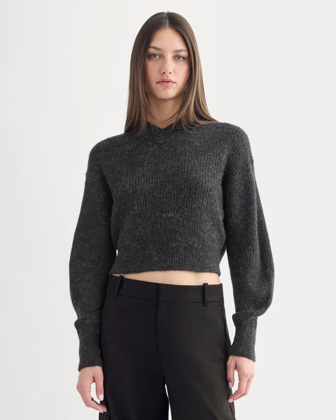 Cropped Cocoon Sweater in Alpaca | Heathered Black – Everlane