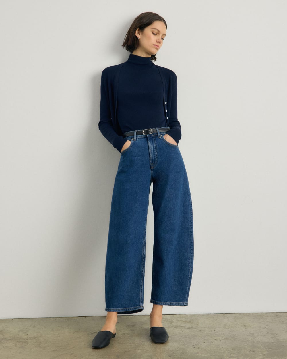 The Viscose Mock Neck Top | Navy – Everlane