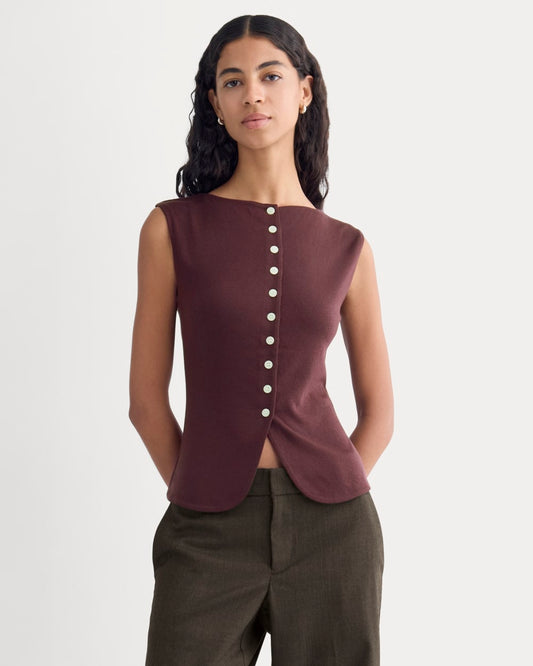 womens-sleeveless-button-up-butterluxe-deep-plum | primary