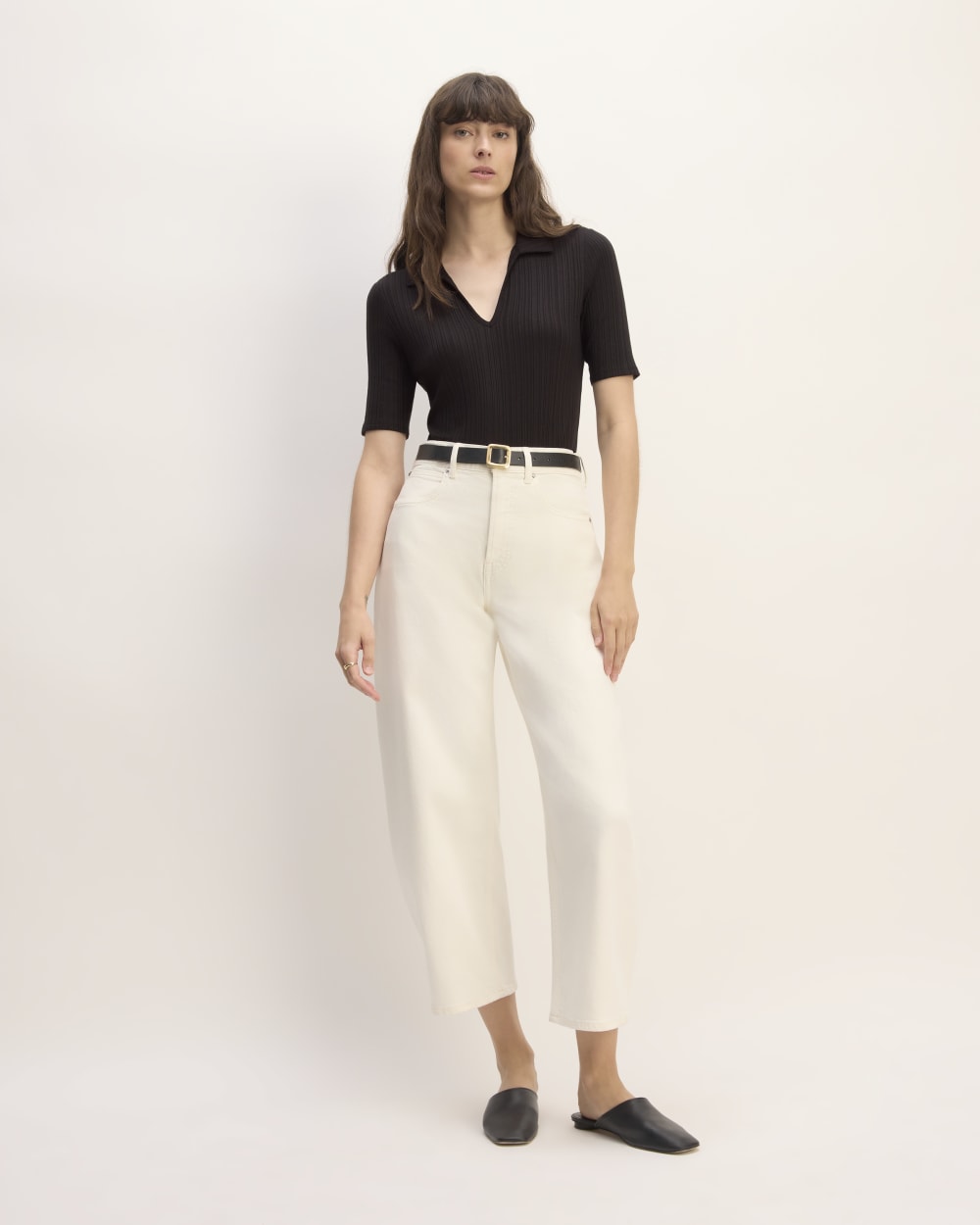 womens-rib-soft-knit-open-collar-polo-black