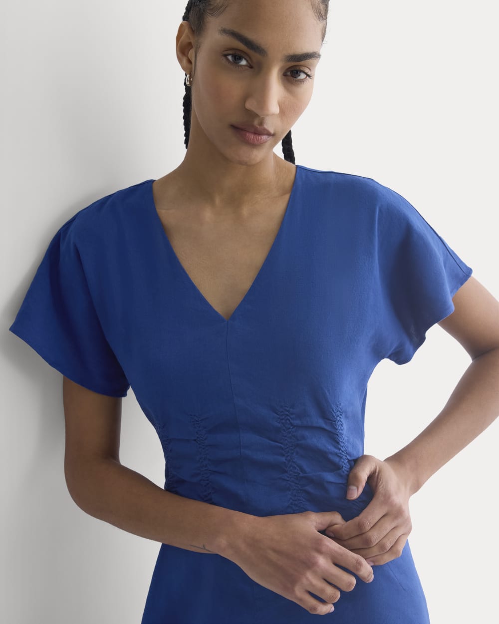 Cinched Dress in Stretch Linen | Estate Blue Everlane Cinched Dress in Stretch Linen | Estate Blue Everlane