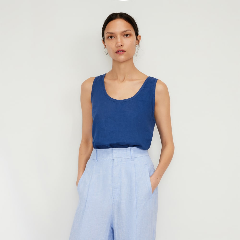 womens-linen-scoop-neck-tank-mazarine-blue | primary